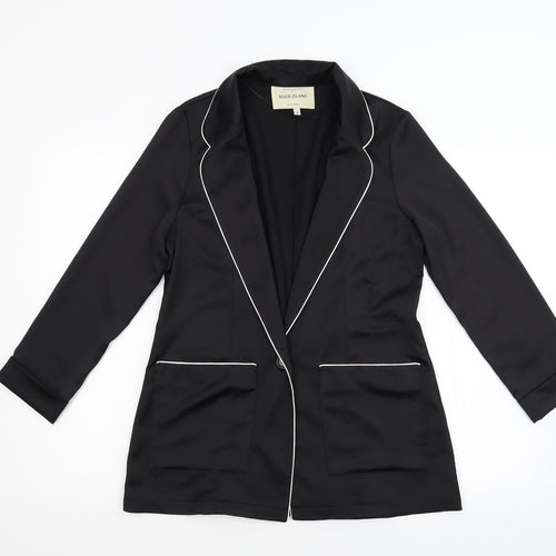 River Island Womens Black  Satin Jacket Blazer Size 10