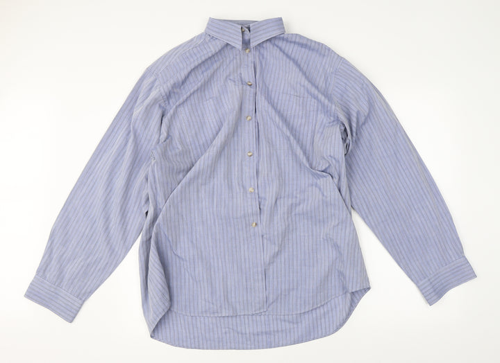 Classic Casuals Mens Blue Striped   Button-Up Size L