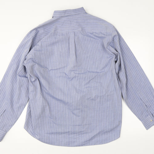 Classic Casuals Mens Blue Striped   Button-Up Size L
