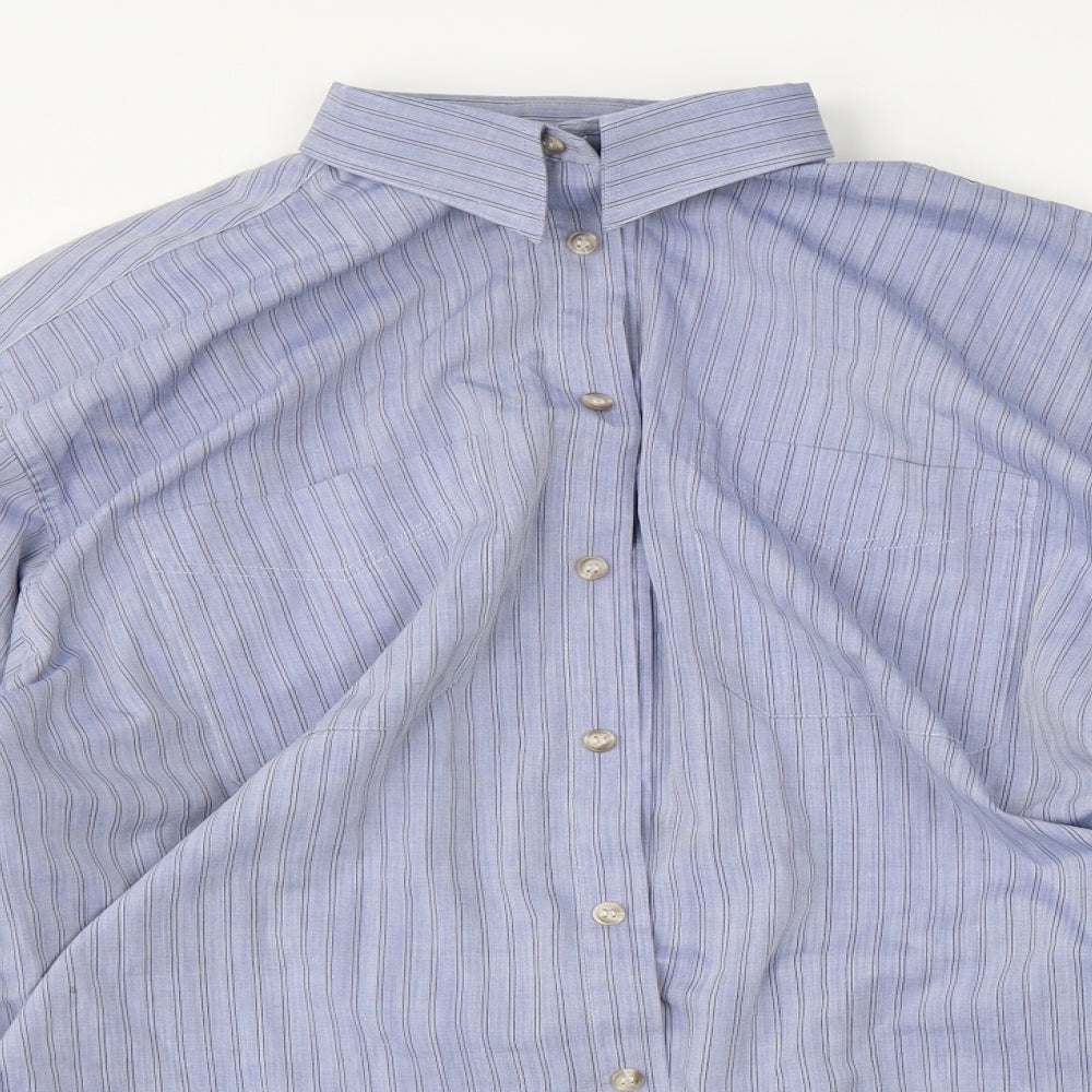 Classic Casuals Mens Blue Striped   Button-Up Size L