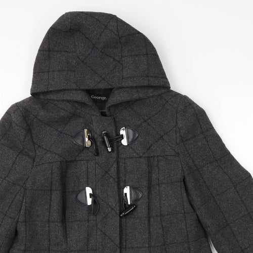 George Womens Grey Check  Overcoat Coat Size 12