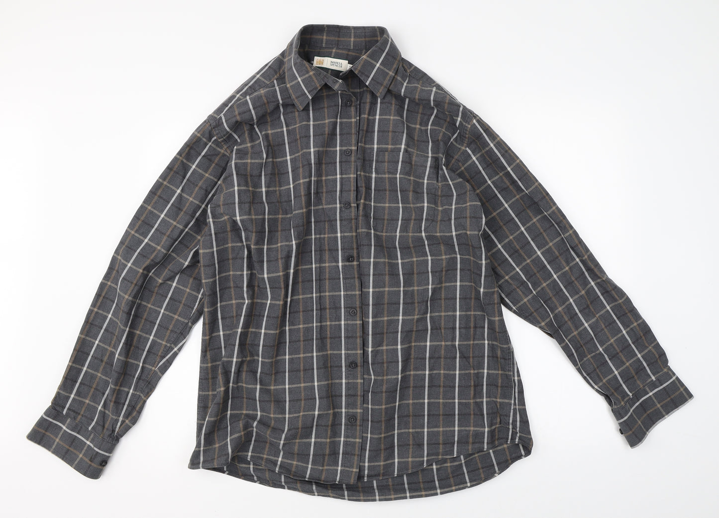Marks & Spencer Mens Grey Check   Button-Up Size 41