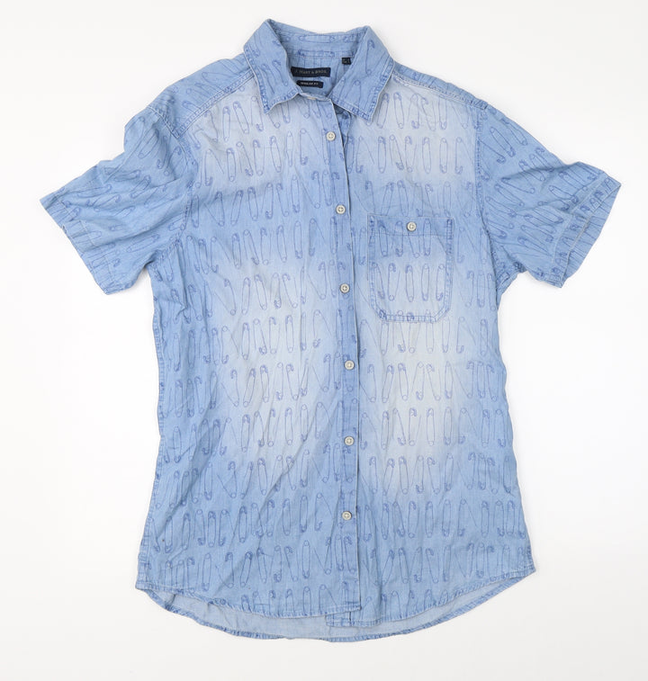 J Heart & Bros Mens Blue    Button-Up Size L