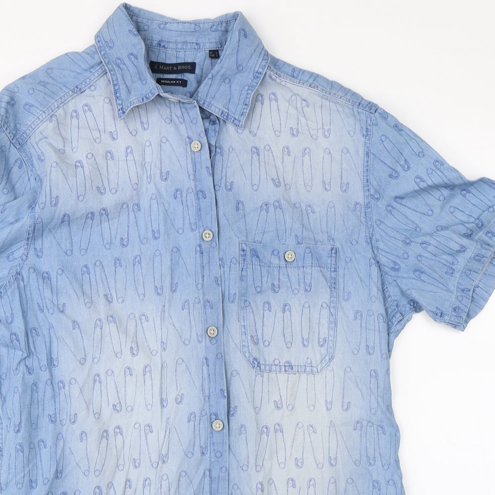 J Heart & Bros Mens Blue    Button-Up Size L