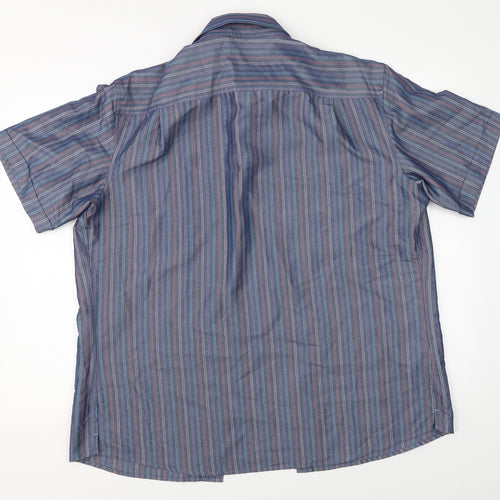 Marks & Spencer Mens Blue Striped   Button-Up Size L