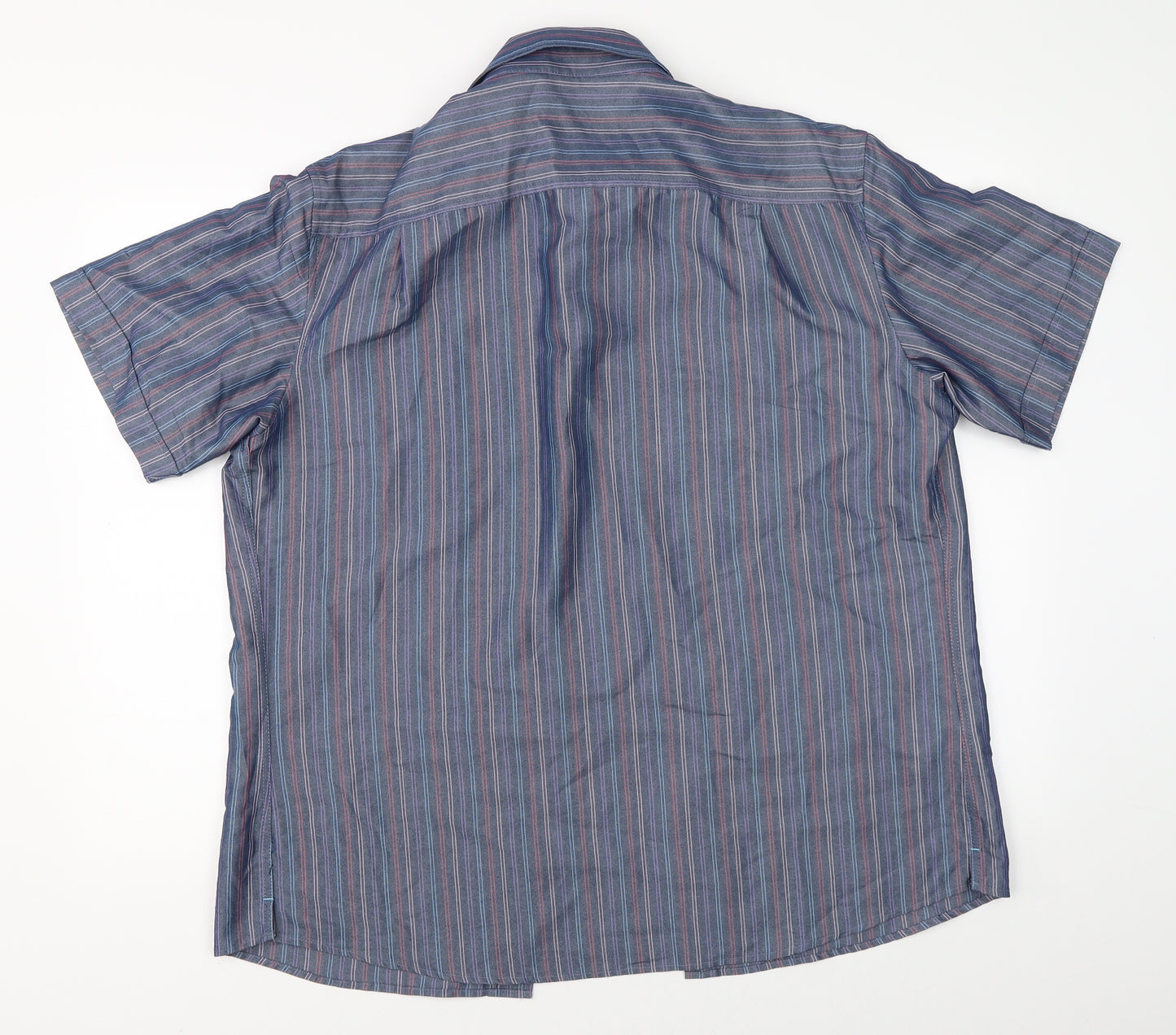 Marks & Spencer Mens Blue Striped   Button-Up Size L