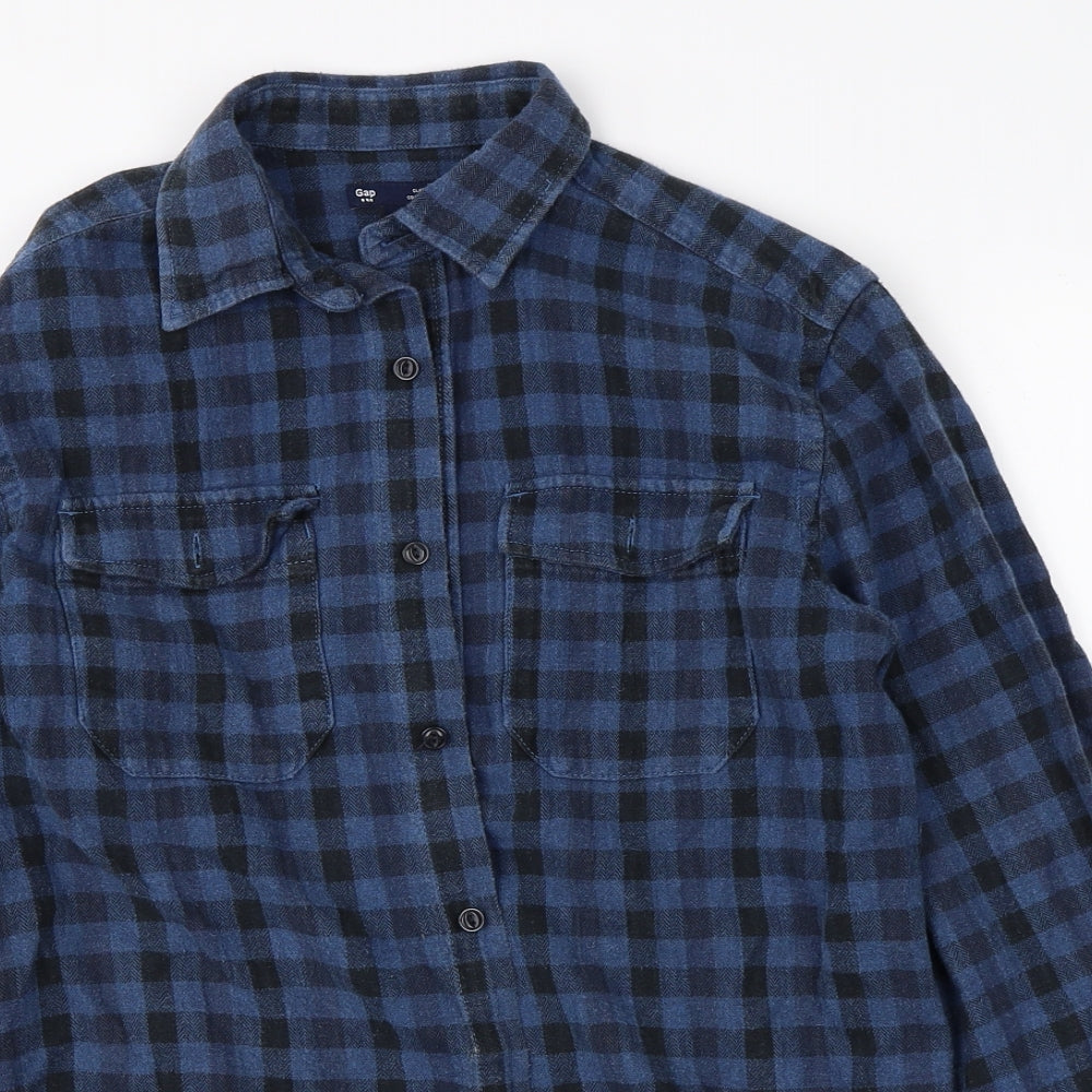 Gap Mens Blue Plaid   Button-Up Size S