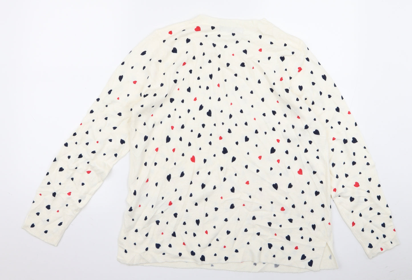 m&s Womens White Polka Dot  Pullover Jumper Size M