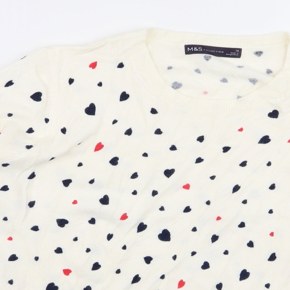 m&s Womens White Polka Dot  Pullover Jumper Size M
