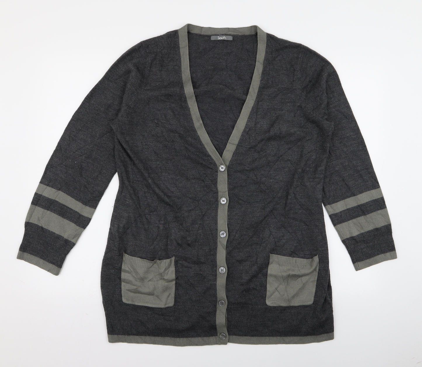 South Womens Grey   Cardigan Jumper Size 18