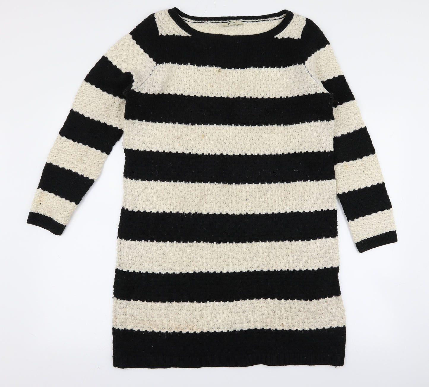 Oasis Womens White Striped  Jumper Dress  Size L