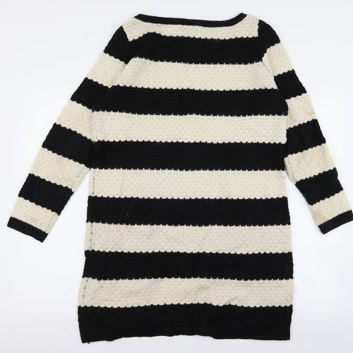 Oasis Womens White Striped  Jumper Dress  Size L