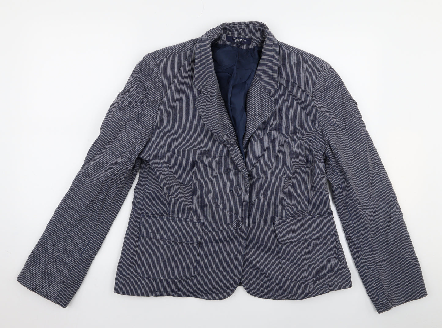 debanhams Womens Blue Striped  Jacket  Size 16