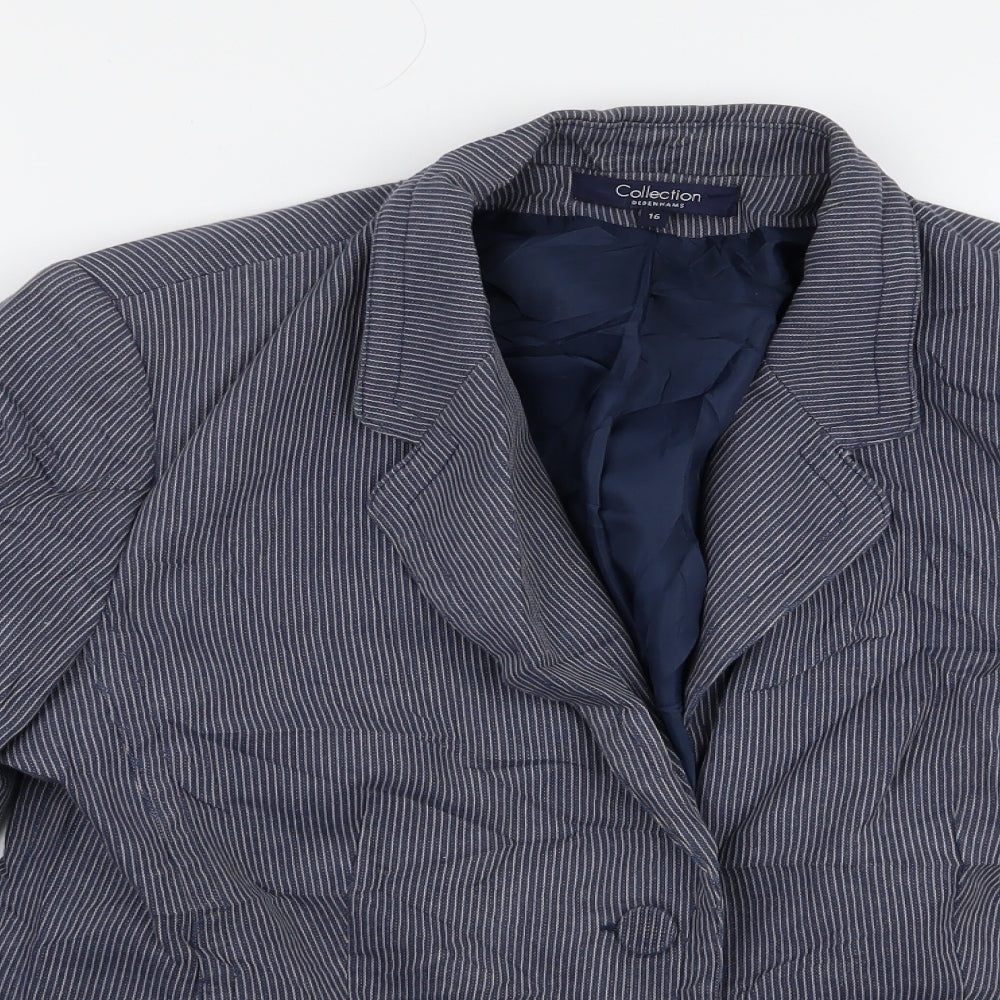 debanhams Womens Blue Striped  Jacket  Size 16