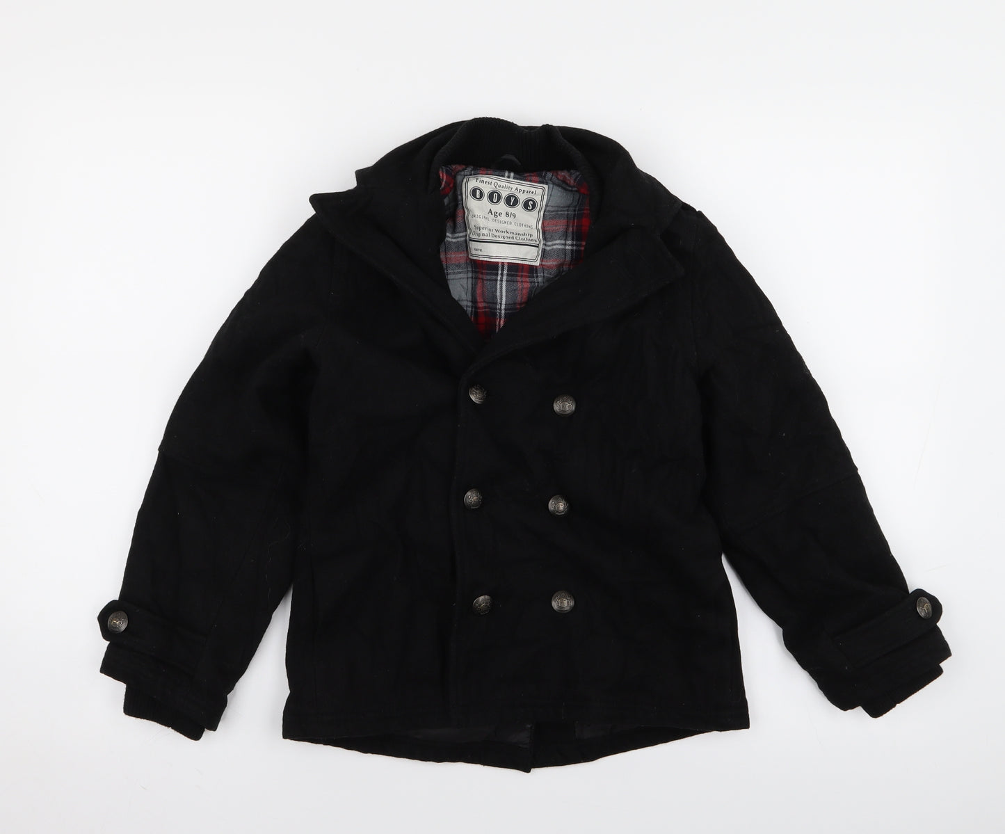 Preworn Girls Black   Overcoat Jacket Size 8 Years