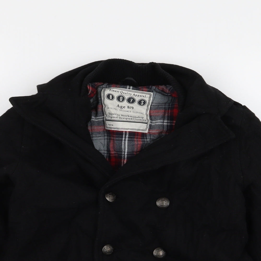 Preworn Girls Black   Overcoat Jacket Size 8 Years