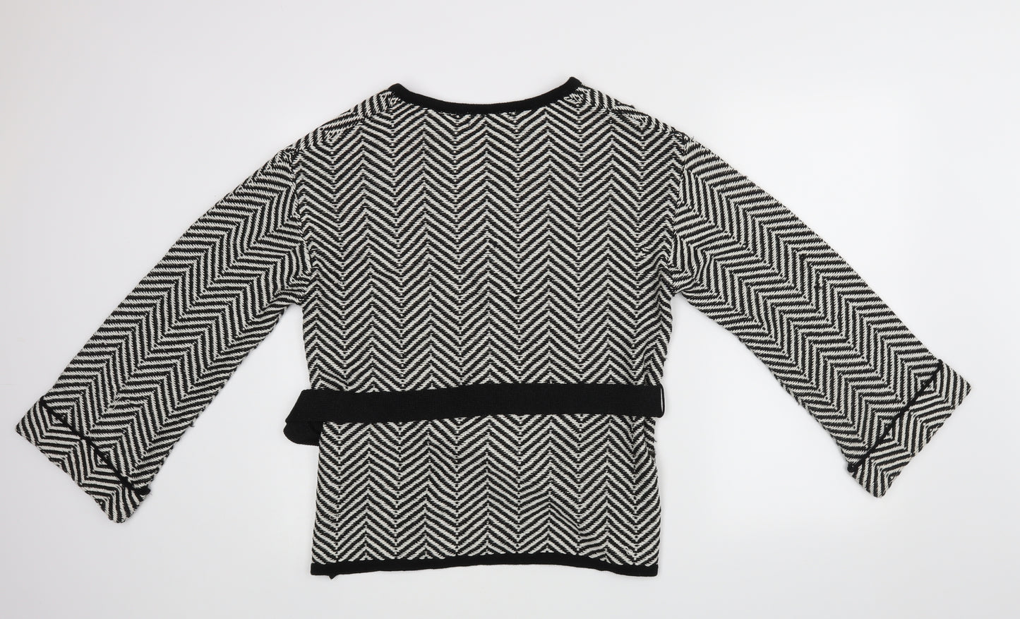 TU Womens Black Geometric  Wrap Blouse Size 10