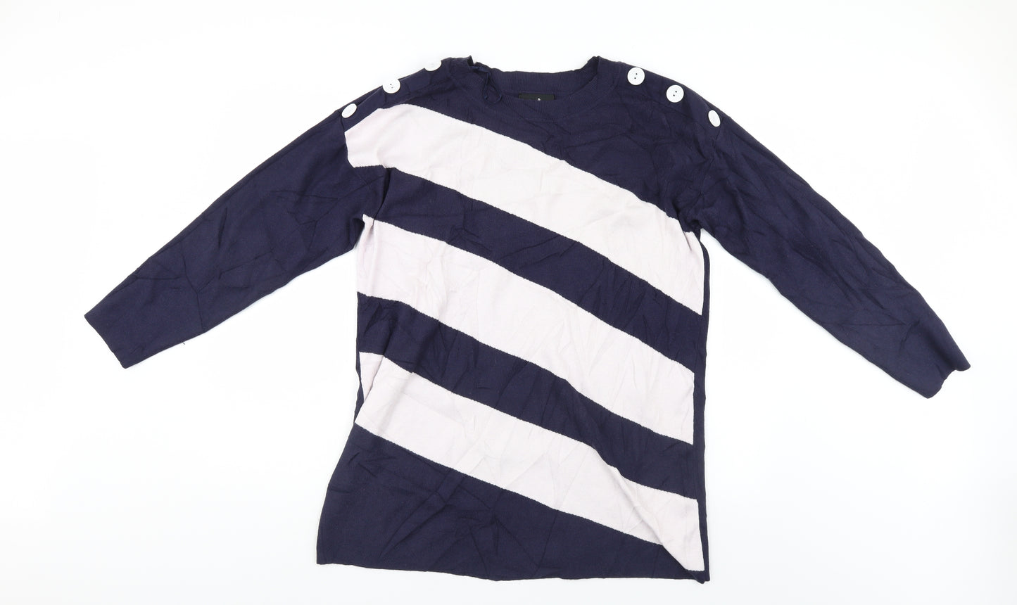 Wallis Womens Blue Striped  Pullover Jumper Size 12