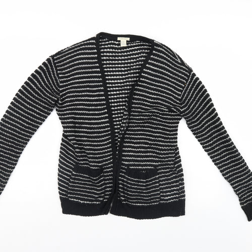 FOREVER 21 Womens Black Striped  Cardigan Jumper Size M