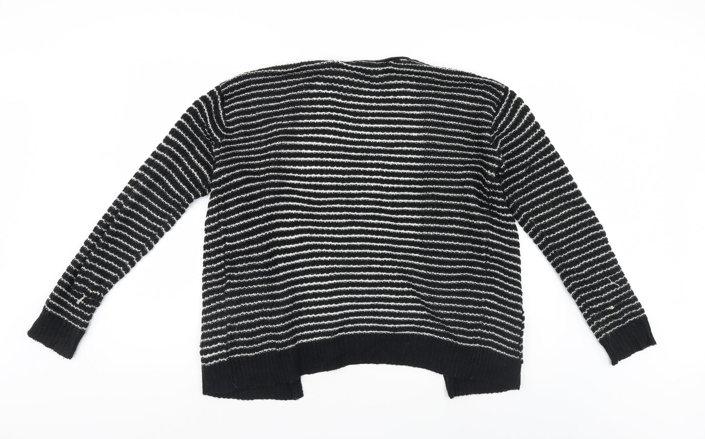 FOREVER 21 Womens Black Striped  Cardigan Jumper Size M