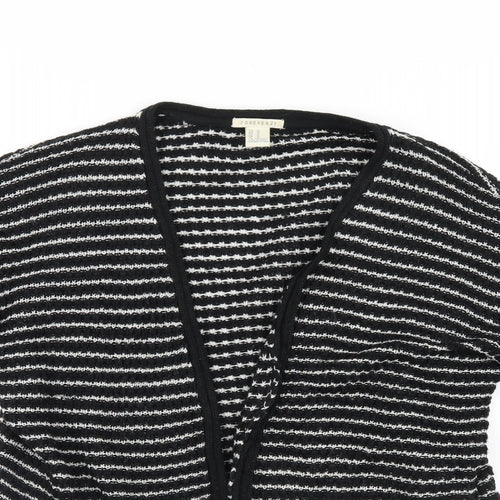 FOREVER 21 Womens Black Striped  Cardigan Jumper Size M
