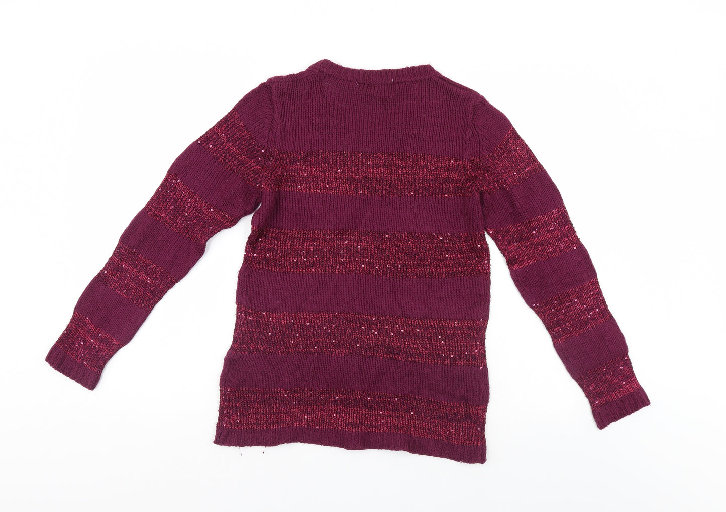 Isle Womens Purple Striped  Pullover Jumper Size 10