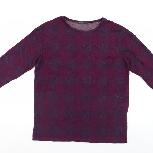 M&S Womens Purple Check  Pullover Jumper Size 14