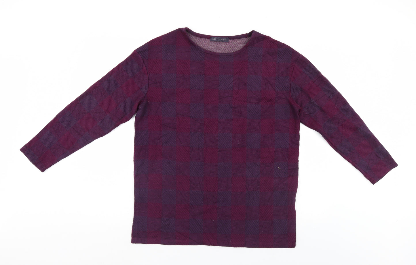 M&S Womens Purple Check  Pullover Jumper Size 14
