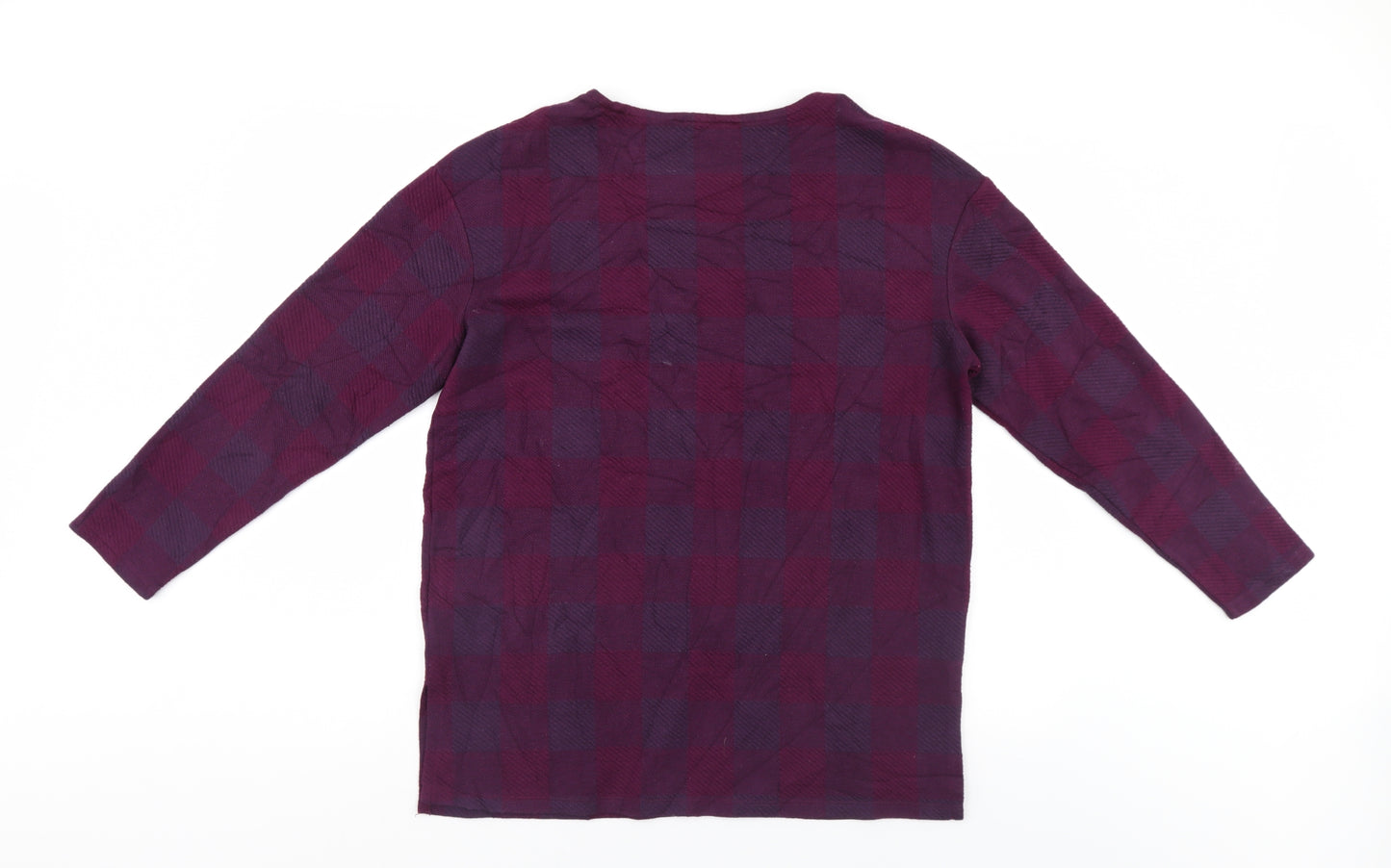 M&S Womens Purple Check  Pullover Jumper Size 14