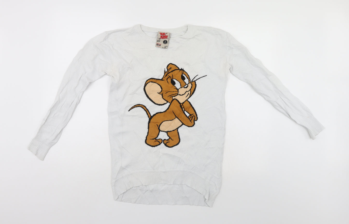 Tom & Jerry Womens White   Henley Jumper Size S  - Tom & Jerry