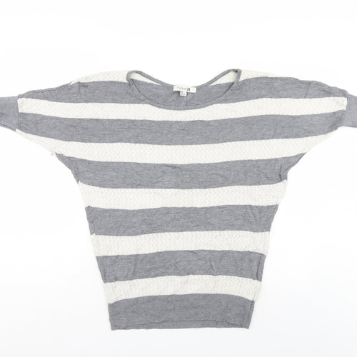 FOREVER 21 Womens Grey Striped  Pullover Jumper Size M  - Bat Wing