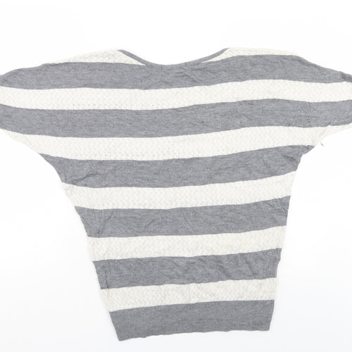 FOREVER 21 Womens Grey Striped  Pullover Jumper Size M  - Bat Wing