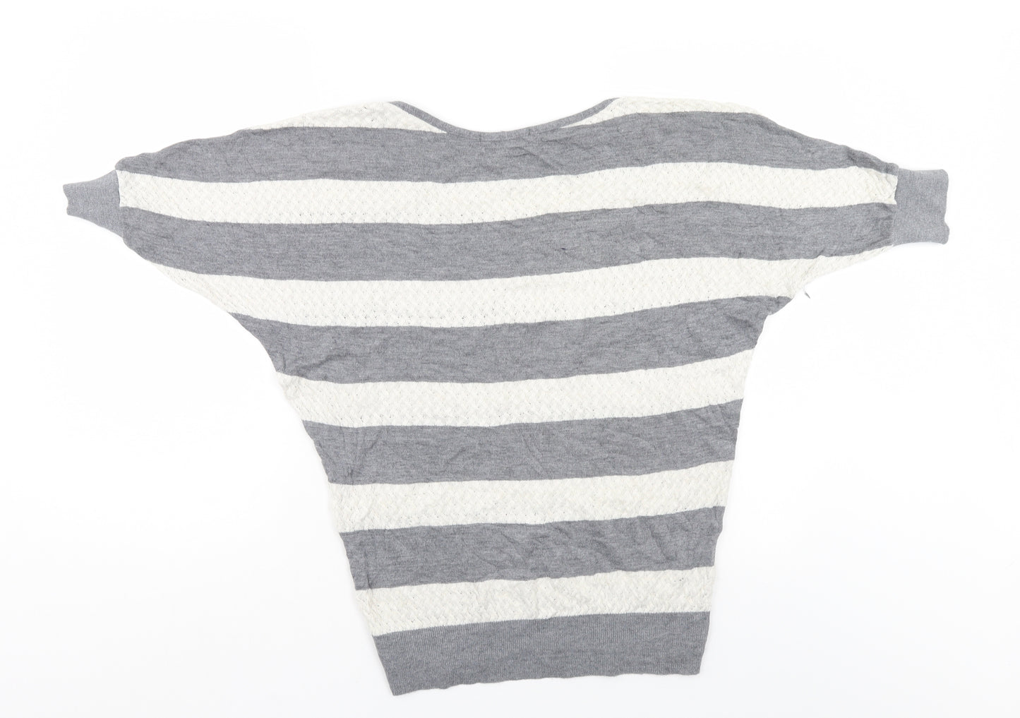 FOREVER 21 Womens Grey Striped  Pullover Jumper Size M  - Bat Wing