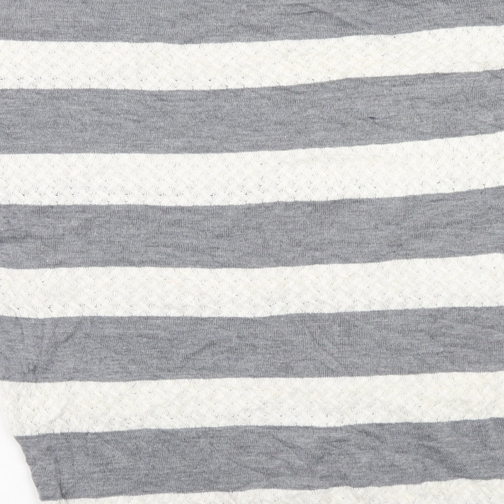 FOREVER 21 Womens Grey Striped  Pullover Jumper Size M  - Bat Wing