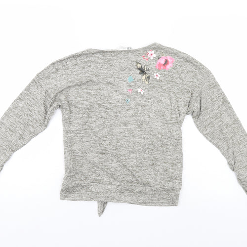 H&M Girls Grey Floral  Pullover Jumper Size 11-12 Years