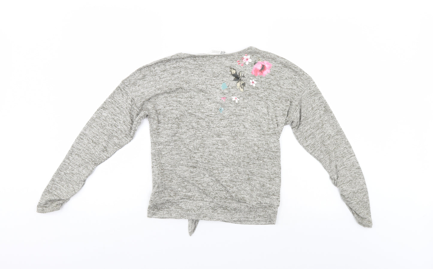 H&M Girls Grey Floral  Pullover Jumper Size 11-12 Years