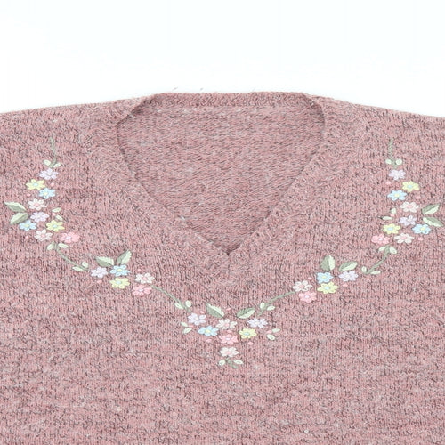Preworn Womens Pink Floral  Pullover Jumper Size 14