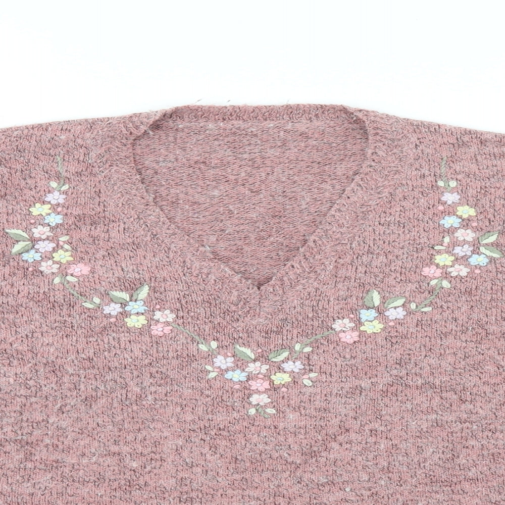Preworn Womens Pink Floral  Pullover Jumper Size 14