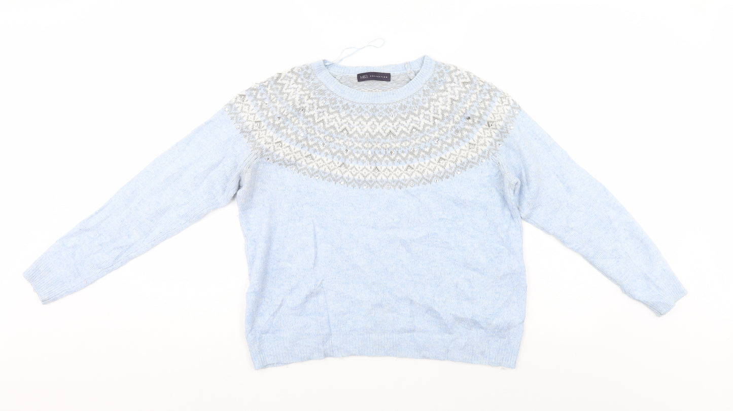 M&S Womens Blue   Pullover Jumper Size M
