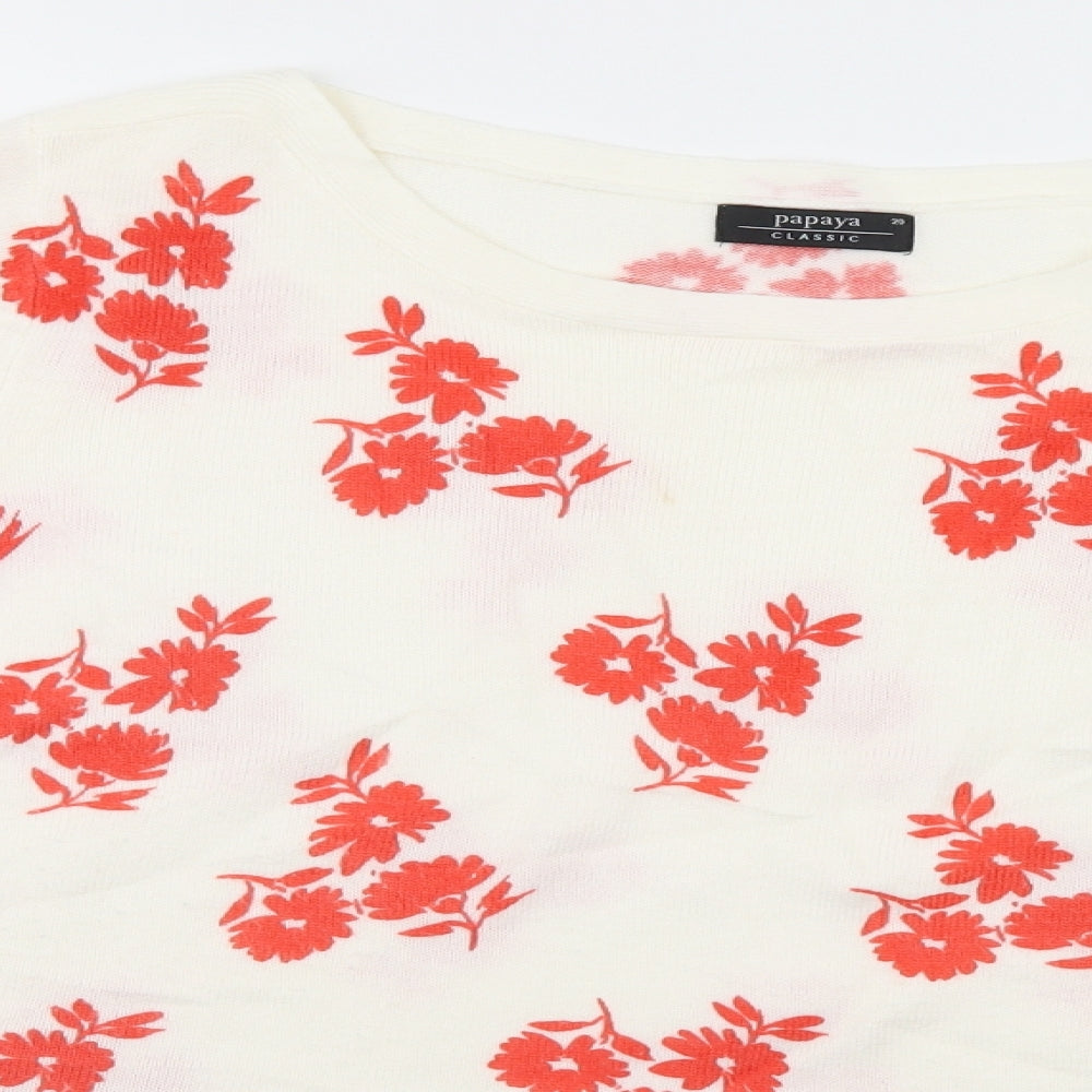Papaya Womens White Floral  Pullover Jumper Size 20