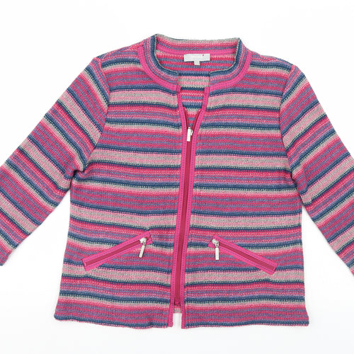 Per Una Womens Multicoloured Striped  Full Zip Jumper Size M