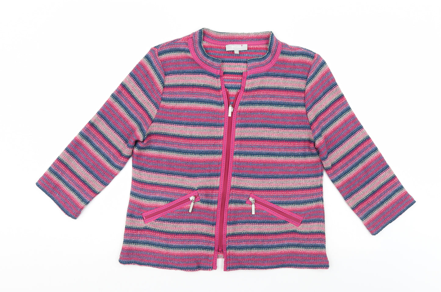Per Una Womens Multicoloured Striped  Full Zip Jumper Size M