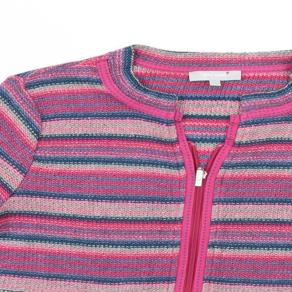 Per Una Womens Multicoloured Striped  Full Zip Jumper Size M
