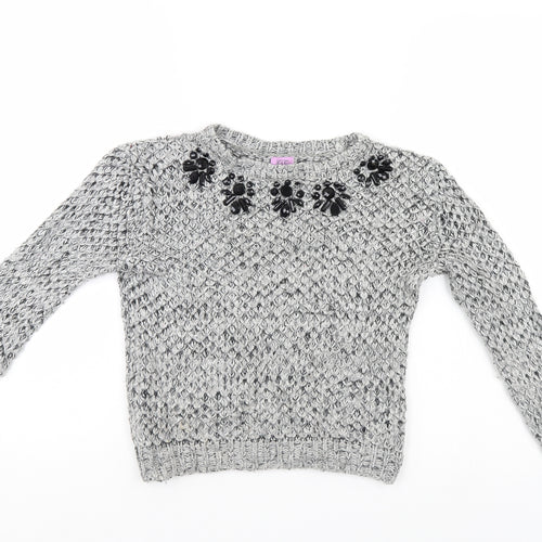 F&F Girls Grey   Henley Jumper Size 8-9 Years