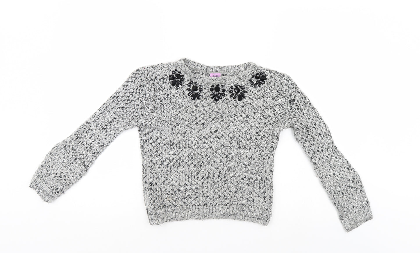 F&F Girls Grey   Henley Jumper Size 8-9 Years