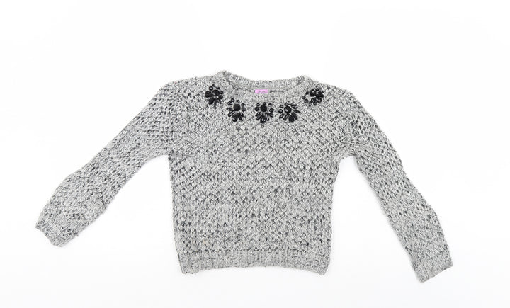 F&F Girls Grey   Henley Jumper Size 8-9 Years