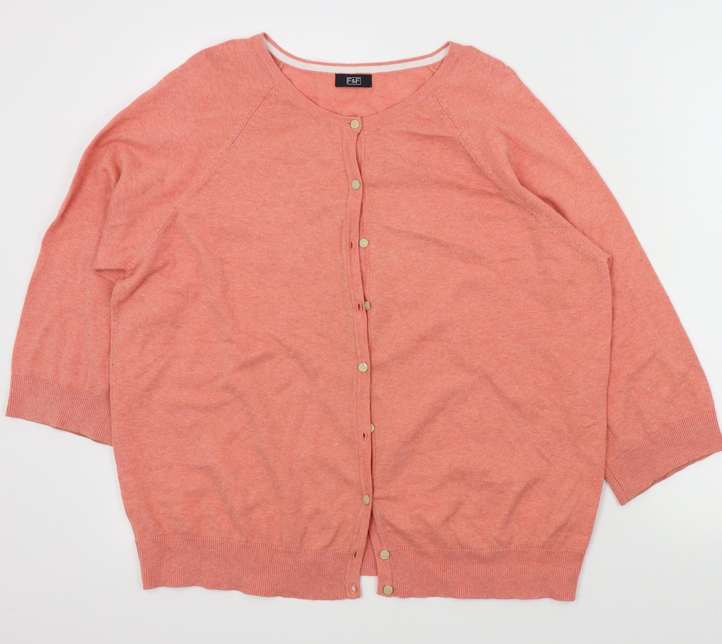 TESCO Womens Orange  Knit Cardigan Jumper Size 22  - button up