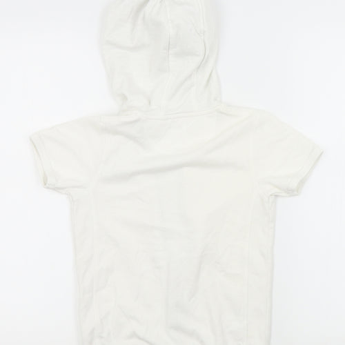 indego Girls White   Cardigan Hoodie Size 7-8 Years  - MOTIVE ON FRONT