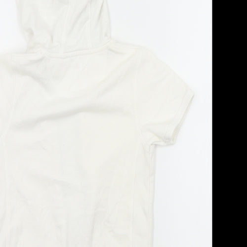 indego Girls White   Cardigan Hoodie Size 7-8 Years  - MOTIVE ON FRONT