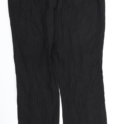 Marks and Spencer Womens Black Striped  Trousers  Size 14 L30 in